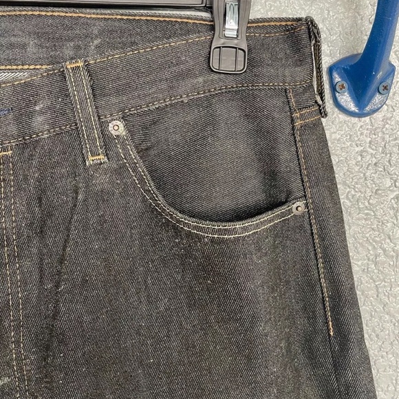 LEVIS 501 Mens Size 36x32 Classic Straight Leg Button Fly Dark Wash Denim Jeans - Picture 3 of 9
